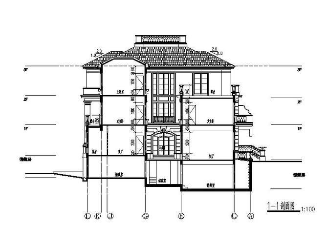 [浙江]四层砖混结构法式小花园住宅建筑施工图(含效果图)